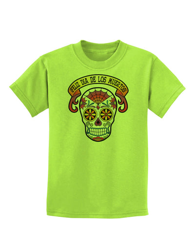 Feliz Dia de los Muertos Calavera Childrens T-Shirt-Childrens T-Shirt-TooLoud-Lime-Green-X-Small-Davson Sales