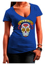 Feliz Dia de los Muertos Calavera Juniors V-Neck Dark T-Shirt-Womens V-Neck T-Shirts-TooLoud-Royal-Blue-Small-Davson Sales