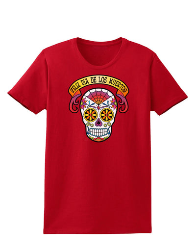 Feliz Dia de los Muertos Calavera Womens Dark T-Shirt-TooLoud-Red-X-Small-Davson Sales