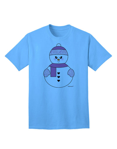 Festive Christmas Adult T-Shirt featuring a Charming Snowman Design - Exclusively from TooLoud-Mens T-shirts-TooLoud-Aquatic-Blue-Small-Davson Sales