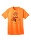 Festive Christmas Adult T-Shirt featuring a Charming Snowman Design - Exclusively from TooLoud-Mens T-shirts-TooLoud-Neon-Orange-Small-Davson Sales