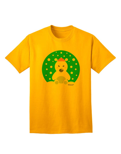 Festive Christmas Adult T-Shirt featuring an Adorable Polar Bear by TooLoud-Mens T-shirts-TooLoud-Gold-Small-Davson Sales