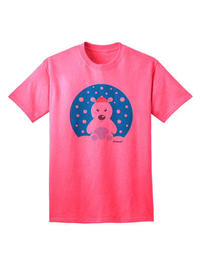 Festive Christmas Adult T-Shirt featuring an Adorable Polar Bear by TooLoud-Mens T-shirts-TooLoud-Neon-Pink-Small-Davson Sales