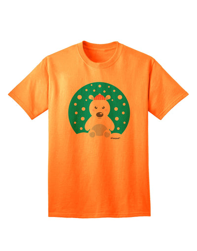 Festive Christmas Adult T-Shirt featuring an Adorable Polar Bear by TooLoud-Mens T-shirts-TooLoud-Neon-Orange-Small-Davson Sales