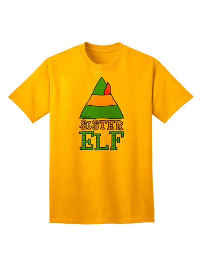 Festive Christmas Ensemble: Sister Elf Adult T-Shirt with Coordinated Elf Family Design-Mens T-shirts-TooLoud-Gold-Small-Davson Sales