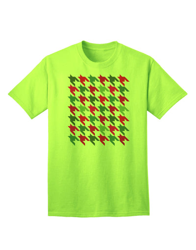 Festive Christmas Red and Green Houndstooth Adult T-Shirt - A Holiday Essential-Mens T-shirts-TooLoud-Neon-Green-Small-Davson Sales