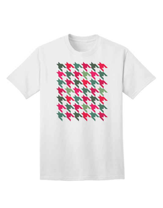 Festive Christmas Red and Green Houndstooth Adult T-Shirt - A Holiday Essential-Mens T-shirts-TooLoud-White-Small-Davson Sales