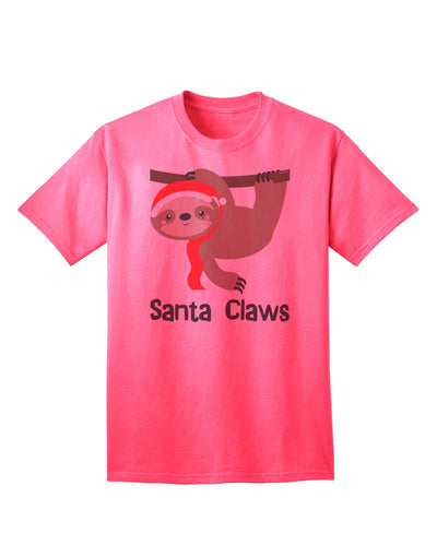 Festive Christmas Sloth - Santa Claws Adult T-Shirt by TooLoud-Mens T-shirts-TooLoud-Neon-Pink-Small-Davson Sales