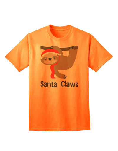 Festive Christmas Sloth - Santa Claws Adult T-Shirt by TooLoud-Mens T-shirts-TooLoud-Neon-Orange-Small-Davson Sales
