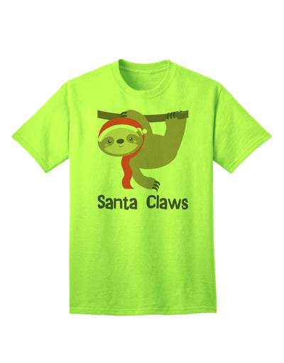 Festive Christmas Sloth - Santa Claws Adult T-Shirt by TooLoud-Mens T-shirts-TooLoud-Neon-Green-Small-Davson Sales