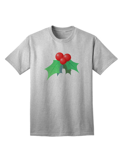 Festive Christmas-themed Adult T-Shirt with Holly Design-Mens T-shirts-TooLoud-AshGray-Small-Davson Sales