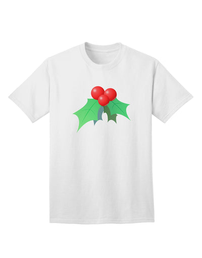 Festive Christmas-themed Adult T-Shirt with Holly Design-Mens T-shirts-TooLoud-White-Small-Davson Sales