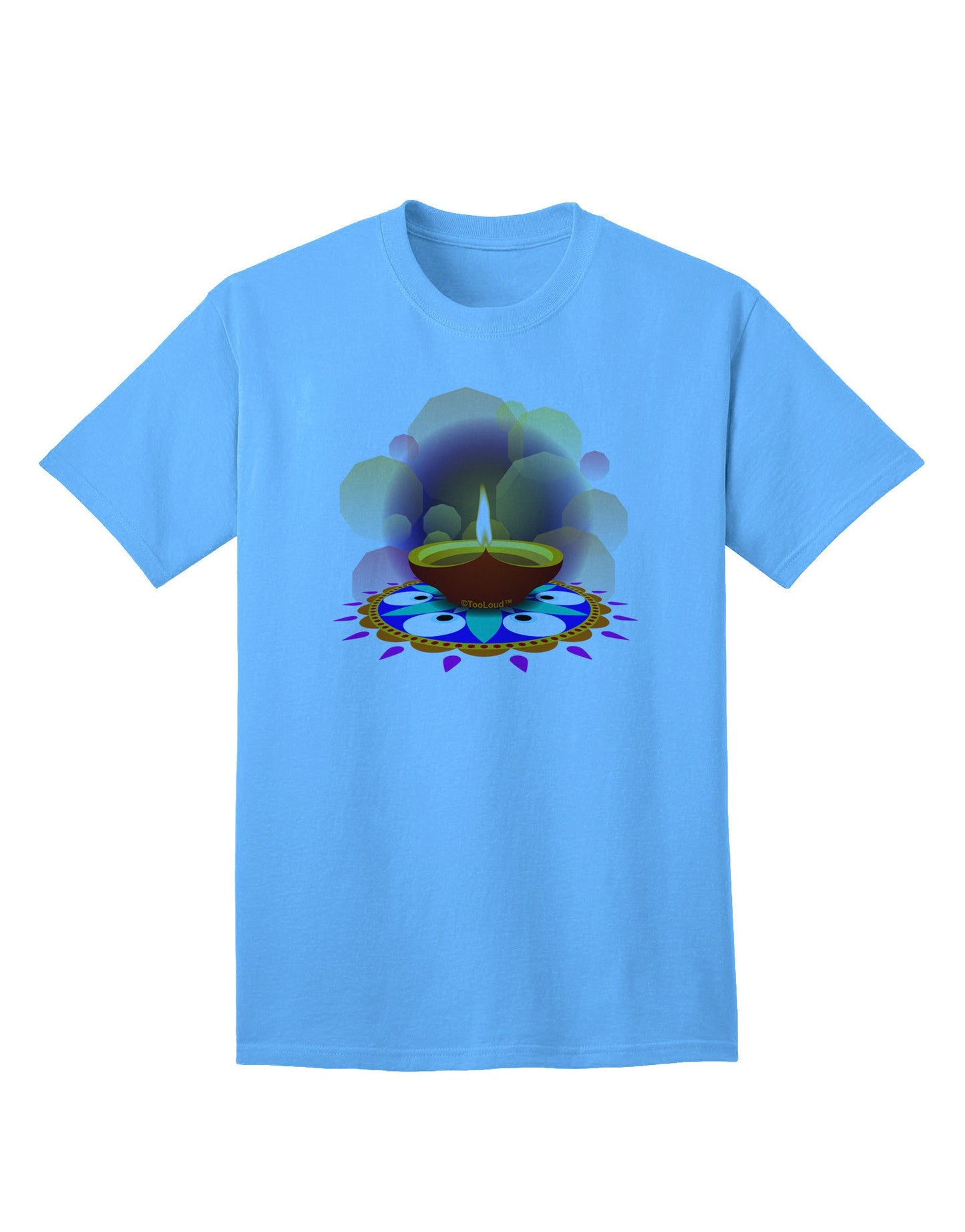 Festive Diya and Rangoli Adult T-Shirt-Mens T-Shirt-TooLoud-Aquatic-Blue-Small-Davson Sales
