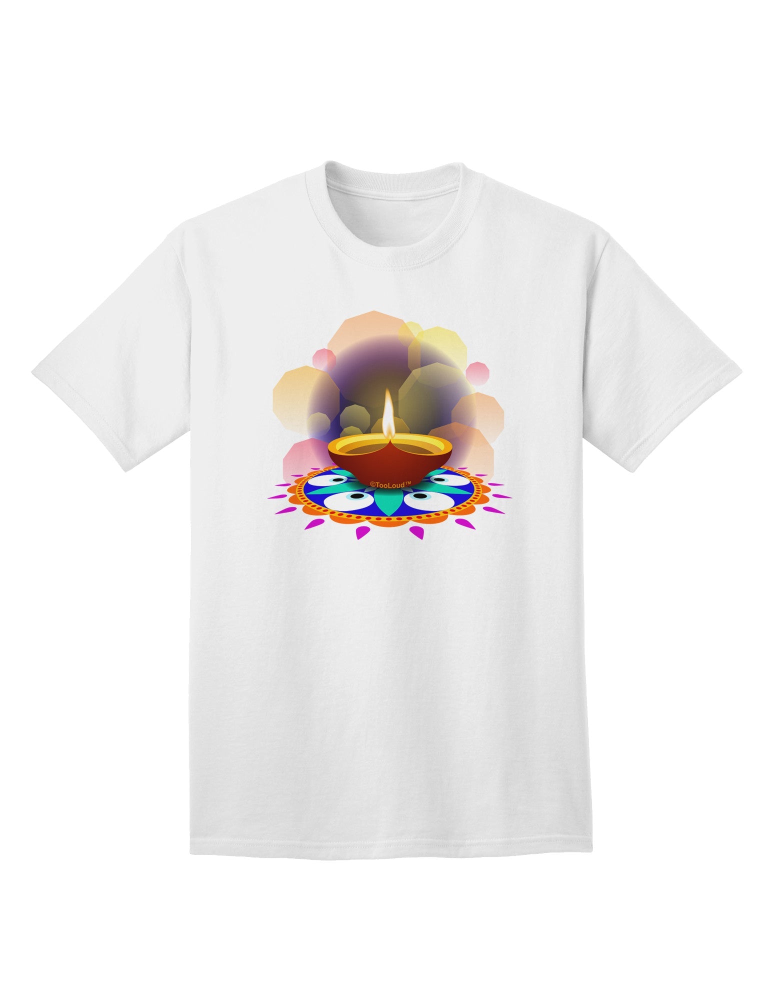 Festive Diya and Rangoli Adult T-Shirt-Mens T-Shirt-TooLoud-White-Small-Davson Sales