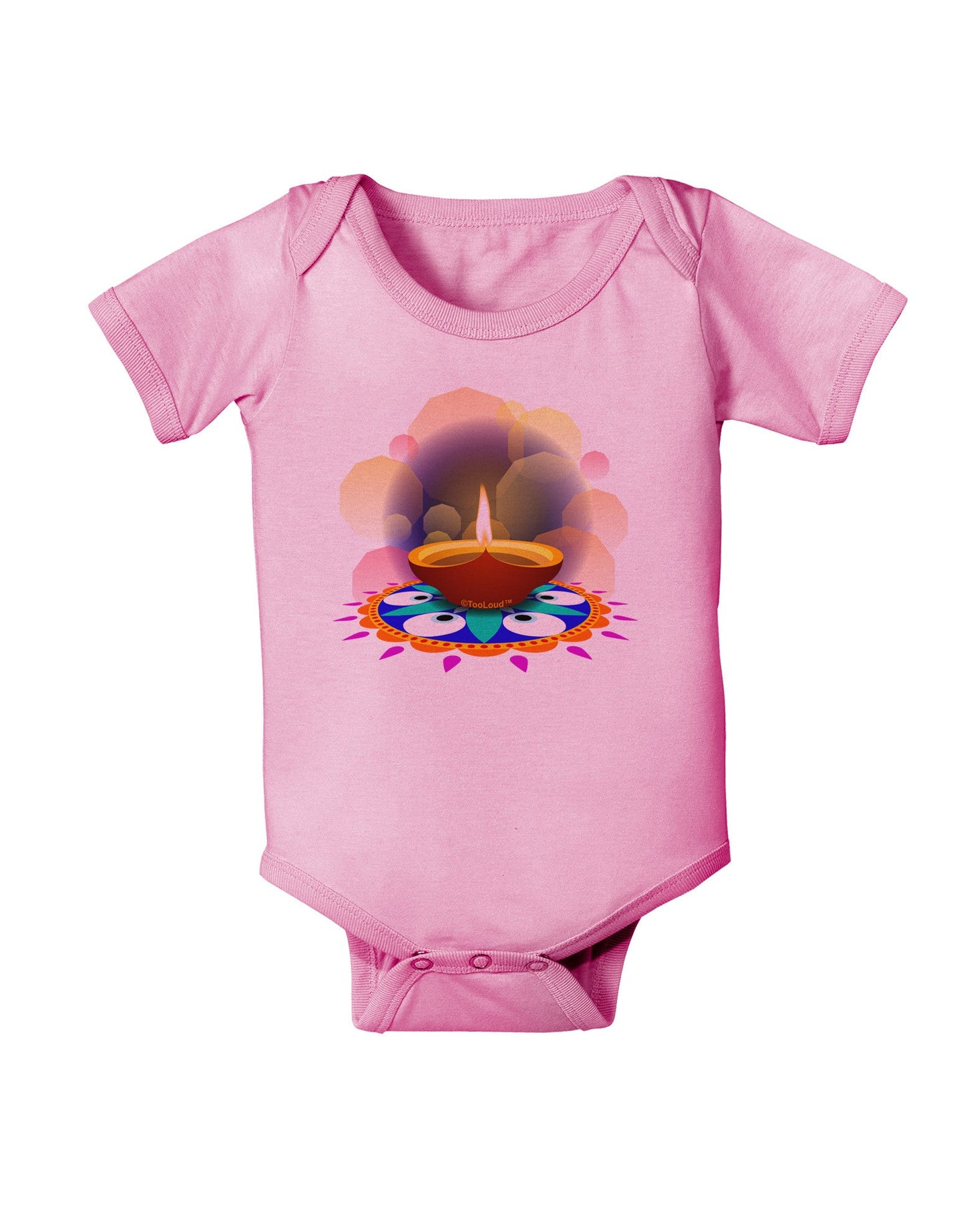Festive Diya and Rangoli Baby Romper Bodysuit by-Baby Romper-TooLoud-Pink-06-Months-Davson Sales