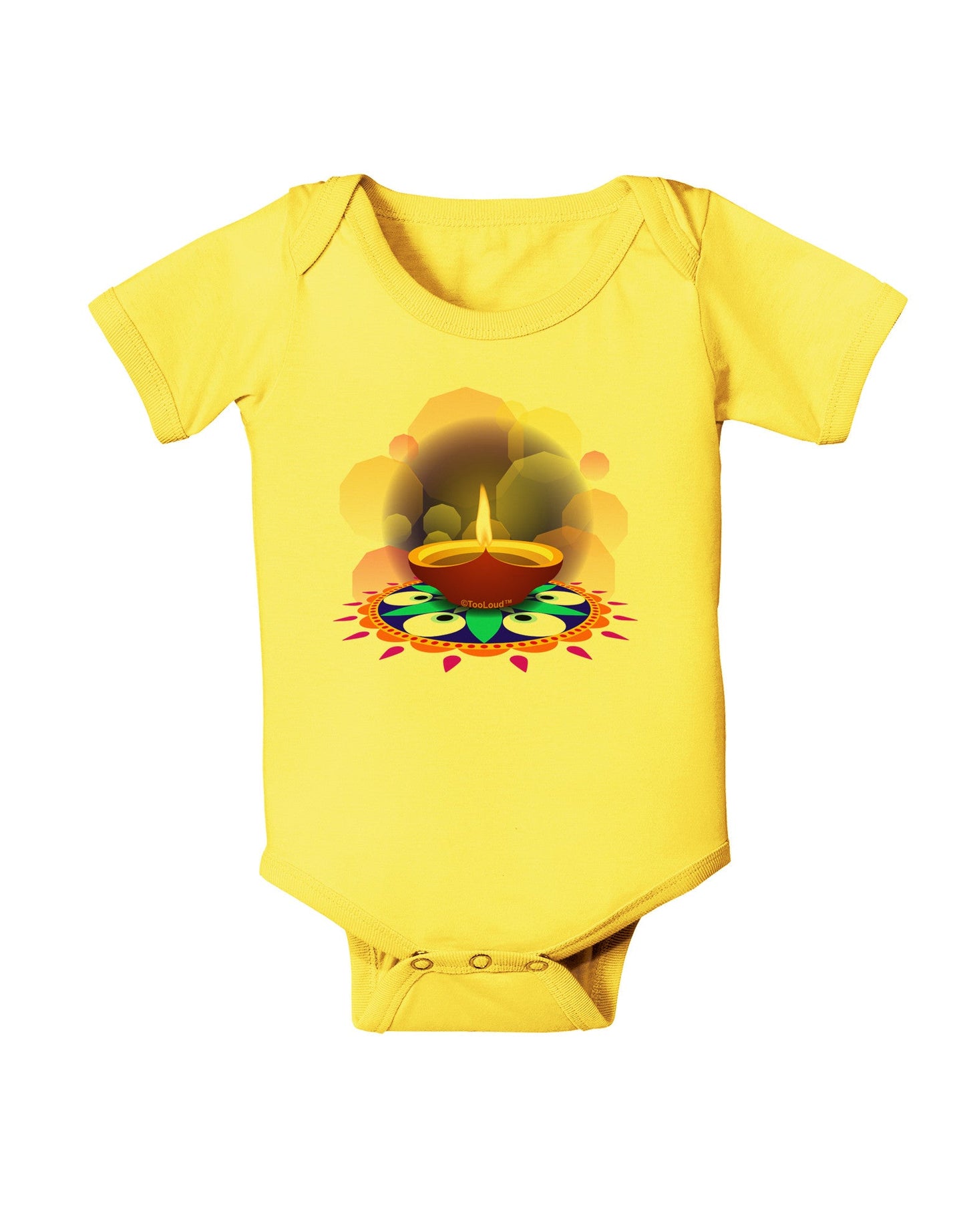 Festive Diya and Rangoli Baby Romper Bodysuit by-Baby Romper-TooLoud-Yellow-06-Months-Davson Sales