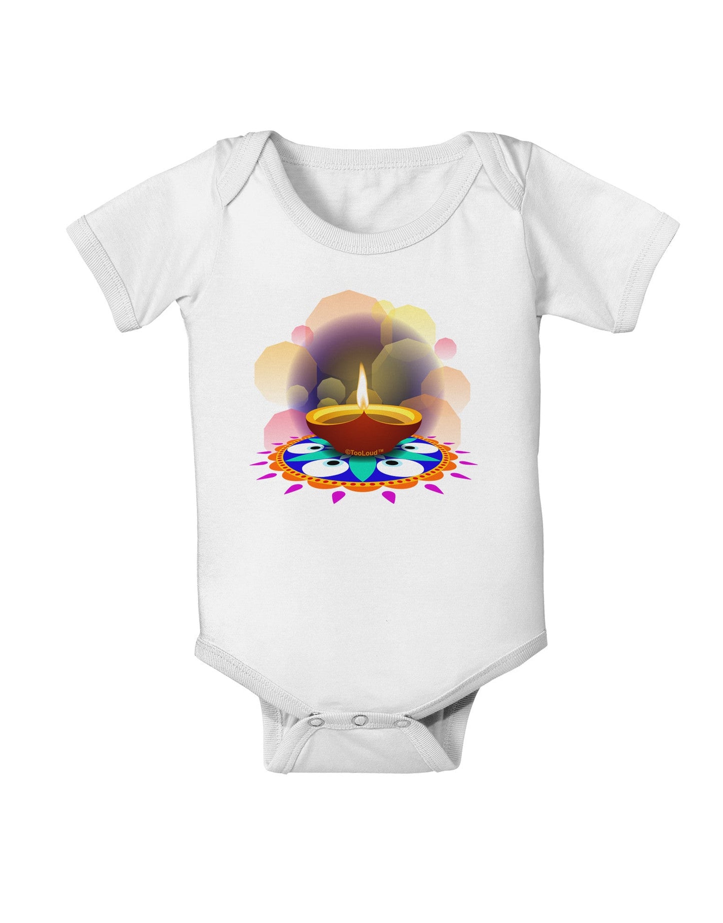 Festive Diya and Rangoli Baby Romper Bodysuit by-Baby Romper-TooLoud-White-06-Months-Davson Sales