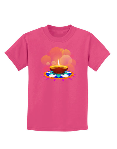 Festive Diya and Rangoli Childrens Dark T-Shirt-Childrens T-Shirt-TooLoud-Sangria-X-Small-Davson Sales