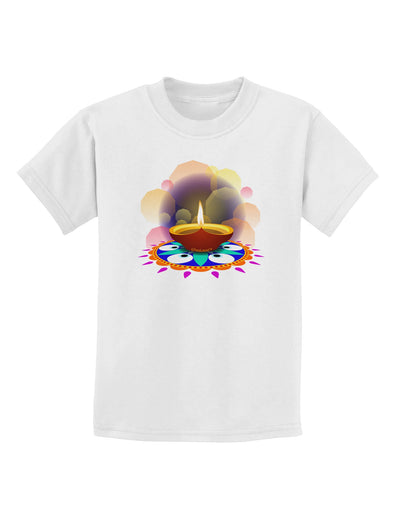 Festive Diya and Rangoli Childrens T-Shirt-Childrens T-Shirt-TooLoud-White-X-Small-Davson Sales