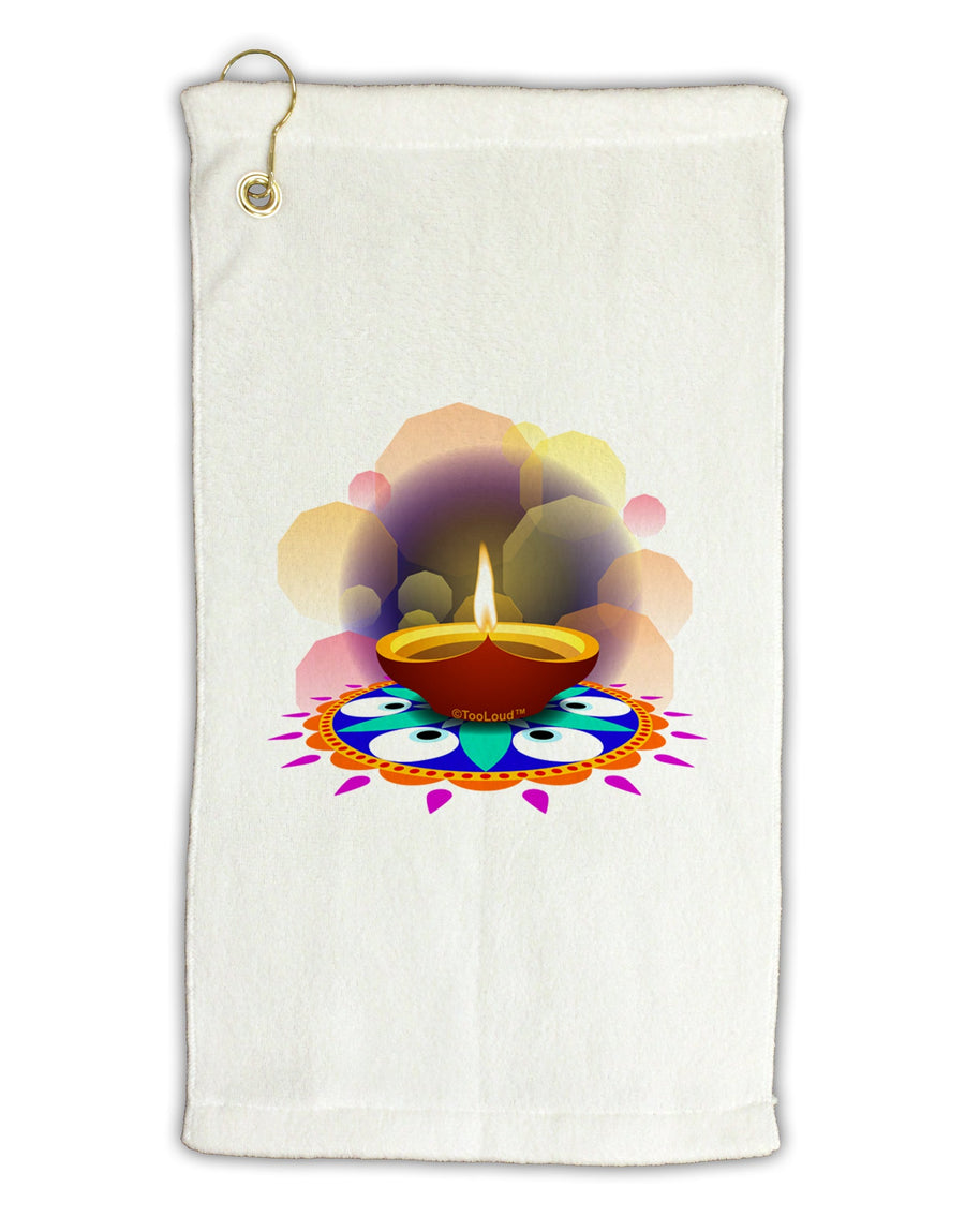 Festive Diya and Rangoli Micro Terry Gromet Golf Towel 16 x 25 inch by TooLoud-Golf Towel-TooLoud-White-Davson Sales