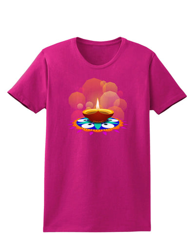 Festive Diya and Rangoli Womens Dark T-Shirt-TooLoud-Hot-Pink-Small-Davson Sales