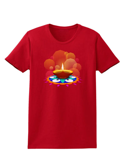 Festive Diya and Rangoli Womens Dark T-Shirt-TooLoud-Red-X-Small-Davson Sales