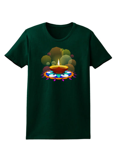 Festive Diya and Rangoli Womens Dark T-Shirt-TooLoud-Forest-Green-Small-Davson Sales