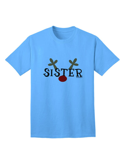 Festive Family Christmas Collection: Reindeer-themed Sister Adult T-Shirt by TooLoud-Mens T-shirts-TooLoud-Aquatic-Blue-Small-Davson Sales