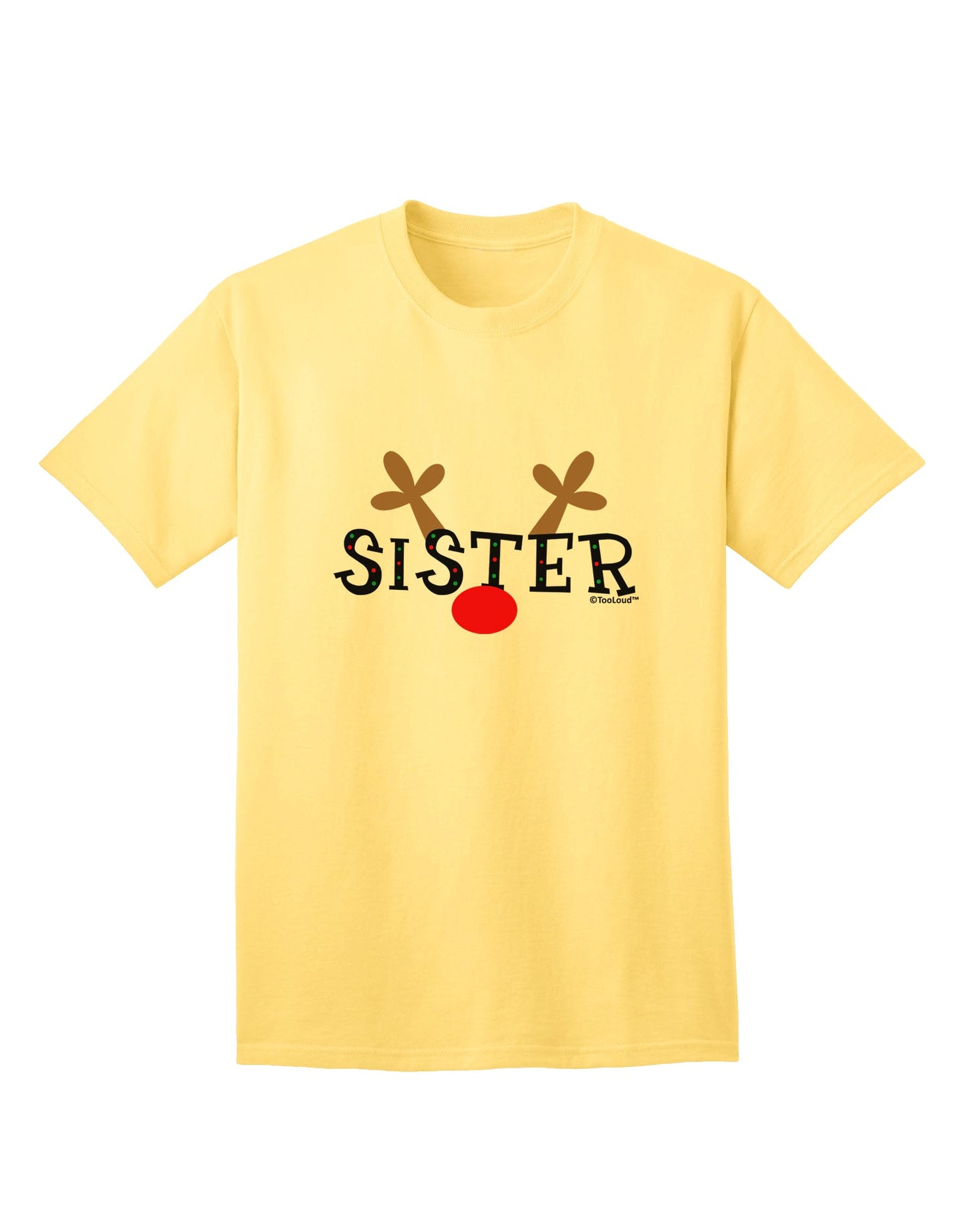 Festive Family Christmas Collection: Reindeer-themed Sister Adult T-Shirt by TooLoud-Mens T-shirts-TooLoud-Yellow-Small-Davson Sales