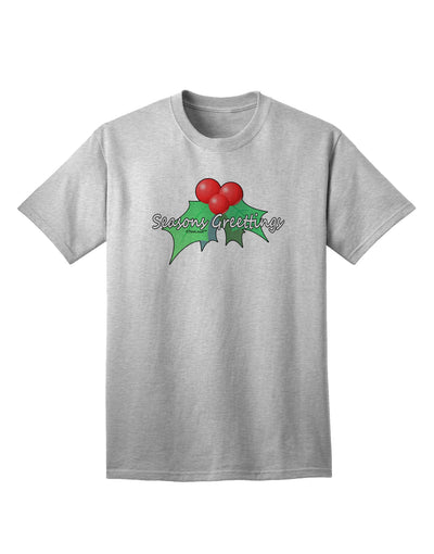 Festive Holly Seasons Greetings Adult T-Shirt by TooLoud-Mens T-shirts-TooLoud-AshGray-Small-Davson Sales