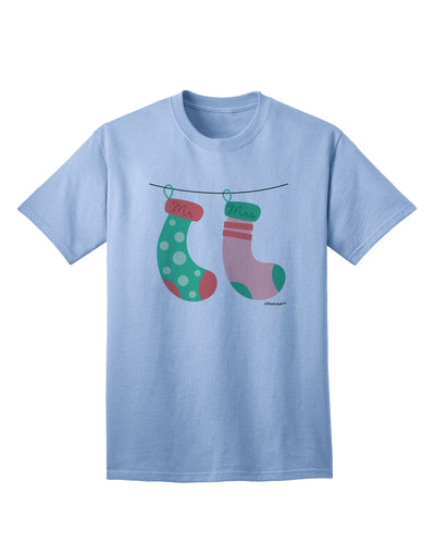 Festive Mr and Mrs Christmas Couple Stockings Adult T-Shirt by TooLoud-Mens T-shirts-TooLoud-Light-Blue-Small-Davson Sales