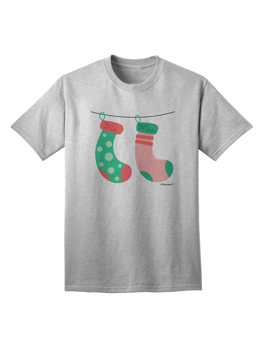 Festive Mr and Mrs Christmas Couple Stockings Adult T-Shirt by TooLoud-Mens T-shirts-TooLoud-White-Small-Davson Sales