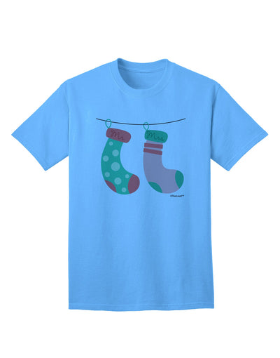 Festive Mr and Mrs Christmas Couple Stockings Adult T-Shirt by TooLoud-Mens T-shirts-TooLoud-Aquatic-Blue-Small-Davson Sales