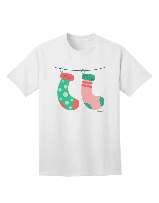 Festive Mr and Mrs Christmas Couple Stockings Adult T-Shirt by TooLoud-Mens T-shirts-TooLoud-White-Small-Davson Sales