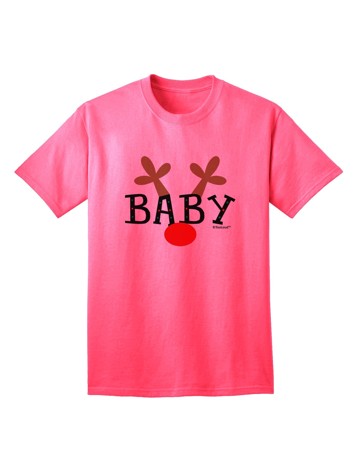 Festive Reindeer-themed Matching Family Christmas T-Shirt Collection by TooLoud-Mens T-shirts-TooLoud-Neon-Pink-Small-Davson Sales