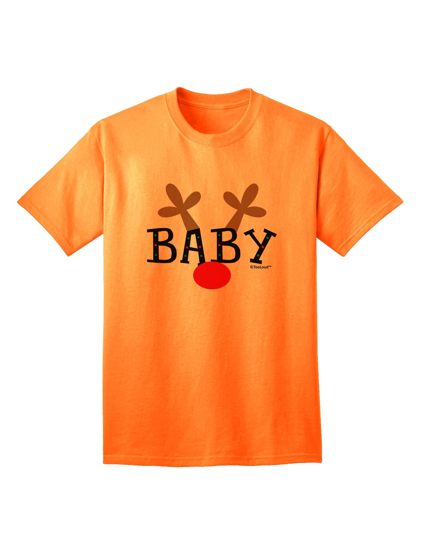 Festive Reindeer-themed Matching Family Christmas T-Shirt Collection by TooLoud-Mens T-shirts-TooLoud-Neon-Orange-Small-Davson Sales