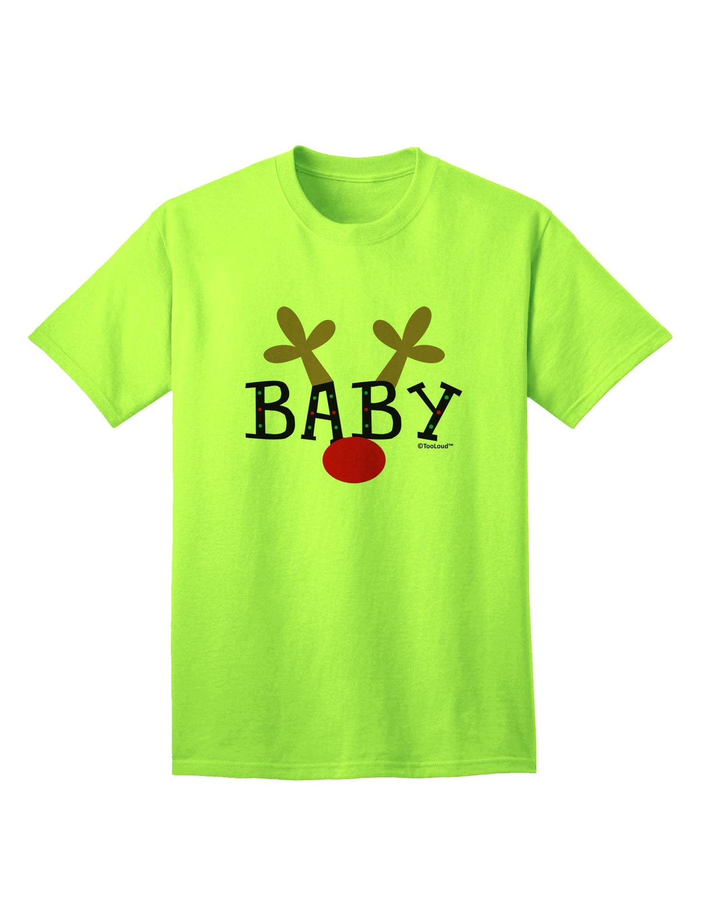 Festive Reindeer-themed Matching Family Christmas T-Shirt Collection by TooLoud-Mens T-shirts-TooLoud-Neon-Green-Small-Davson Sales
