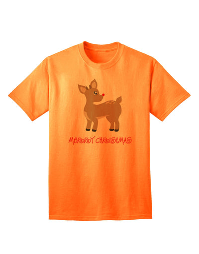 Festive Rudolph the Reindeer - Merry Christmas Adult T-Shirt by TooLoud-Mens T-shirts-TooLoud-Neon-Orange-Small-Davson Sales