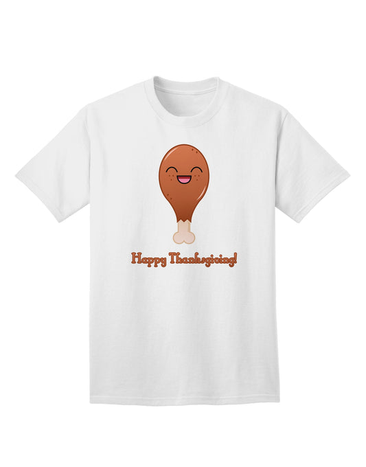 Festive Thanksgiving Adult T-Shirt featuring Adorable Turkey Leg-Mens T-shirts-TooLoud-White-Small-Davson Sales