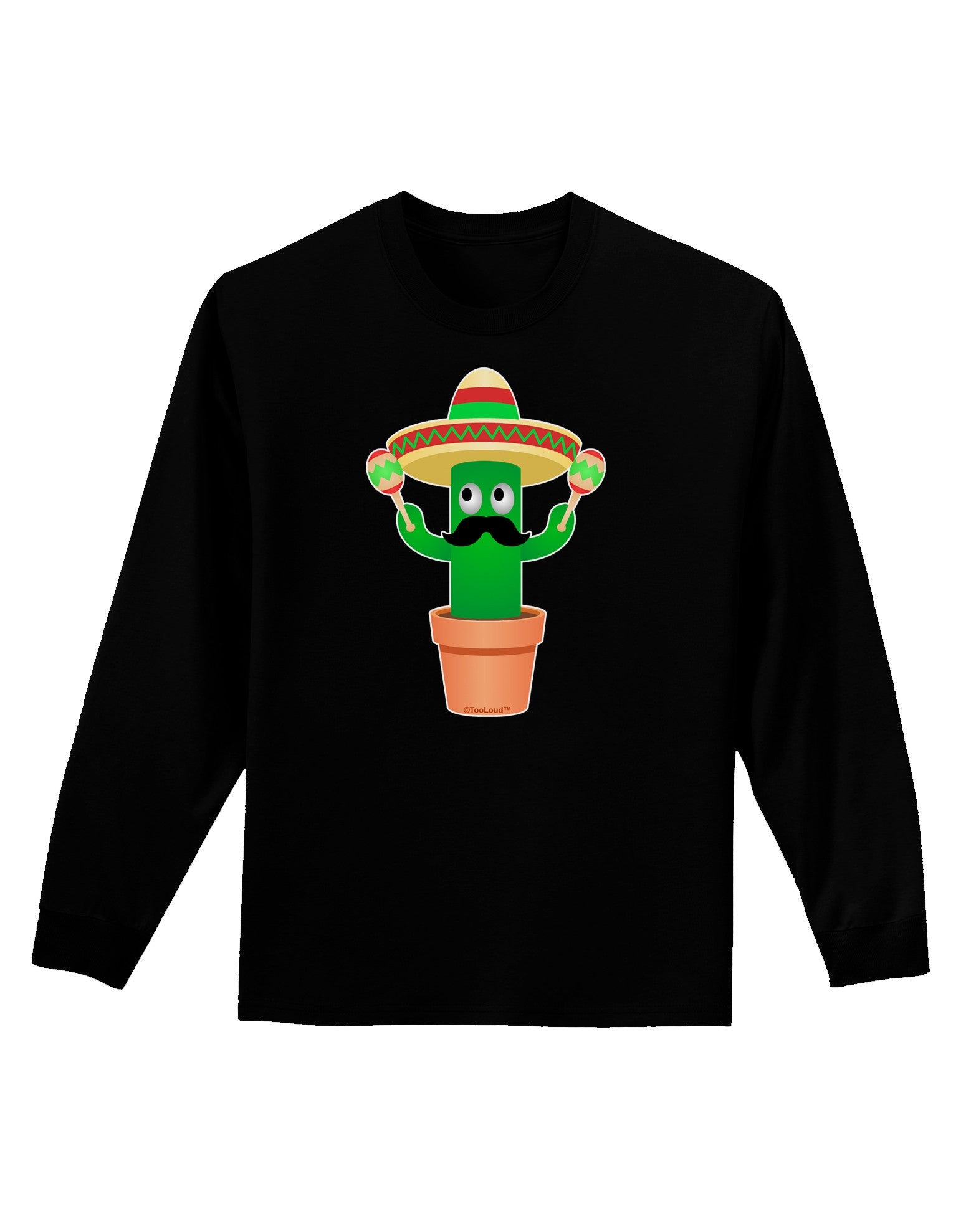 Fiesta Cactus Adult Long Sleeve Dark T-Shirt-TooLoud-Black-Small-Davson Sales