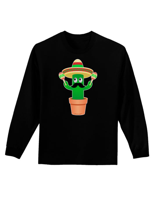 Fiesta Cactus Adult Long Sleeve Dark T-Shirt-TooLoud-Black-Small-Davson Sales