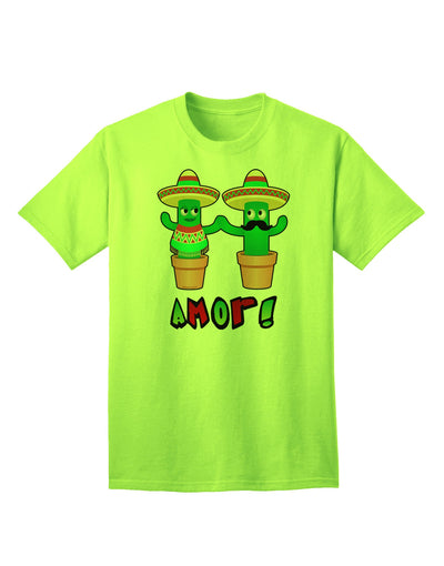 Fiesta Cactus Couple Amor Premium Adult T-Shirt - A Statement of Love and Style-Mens T-shirts-TooLoud-Neon-Green-Small-Davson Sales