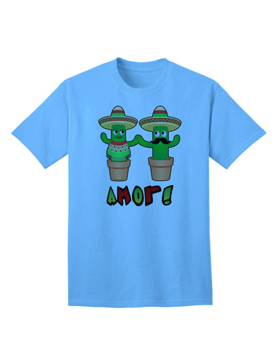 Fiesta Cactus Couple Amor Premium Adult T-Shirt - A Statement of Love and Style-Mens T-shirts-TooLoud-Aquatic-Blue-Small-Davson Sales