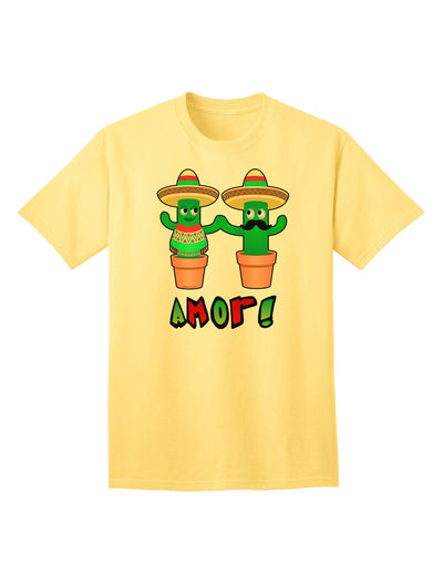 Fiesta Cactus Couple Amor Premium Adult T-Shirt - A Statement of Love and Style-Mens T-shirts-TooLoud-Yellow-Small-Davson Sales