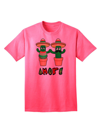 Fiesta Cactus Couple Amor Premium Adult T-Shirt - A Statement of Love and Style-Mens T-shirts-TooLoud-Neon-Pink-Small-Davson Sales