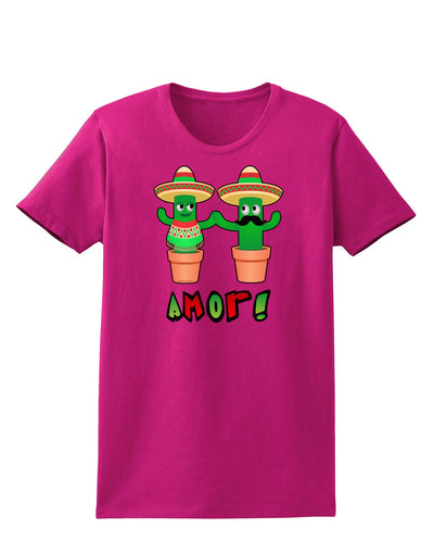 Fiesta Cactus Couple Amor Womens Dark T-Shirt-TooLoud-Hot-Pink-Small-Davson Sales