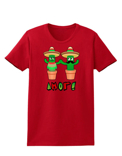 Fiesta Cactus Couple Amor Womens Dark T-Shirt-TooLoud-Red-X-Small-Davson Sales