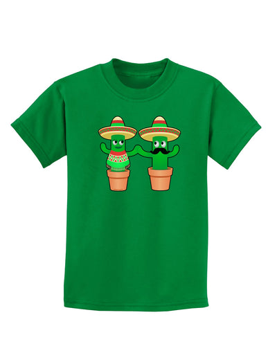 Fiesta Cactus Couple Childrens Dark T-Shirt by TooLoud-Childrens T-Shirt-TooLoud-Kelly-Green-X-Small-Davson Sales