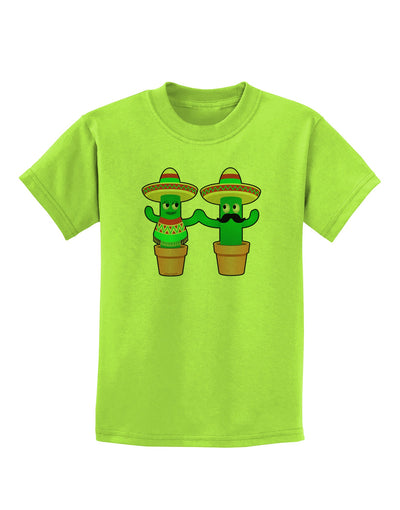 Fiesta Cactus Couple Childrens T-Shirt by TooLoud-Childrens T-Shirt-TooLoud-Lime-Green-X-Small-Davson Sales