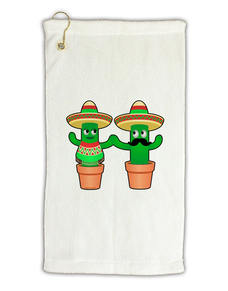 Fiesta Cactus Couple Micro Terry Gromet Golf Towel 16 x 25 inch by TooLoud-Golf Towel-TooLoud-White-Davson Sales